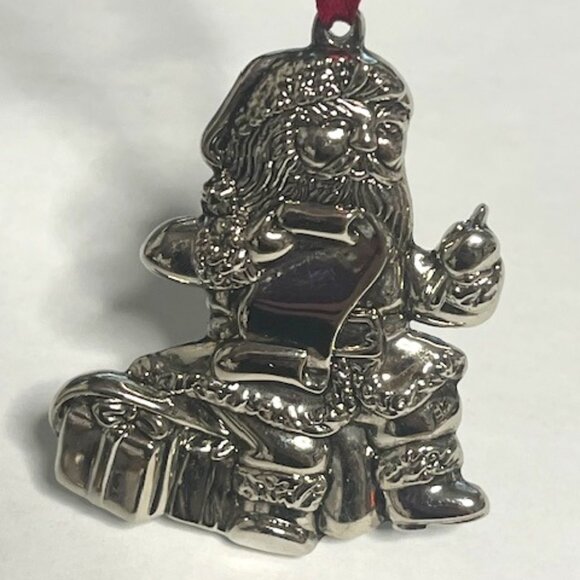 VYTG Santa Christmas List Presents Silver Tone Christmas Tree Ornament 2.5" - Picture 3 of 13